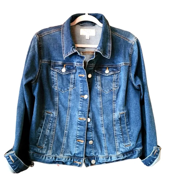 Time and Tru Denim Jean Jacket Size Large - Picture 1 of 6